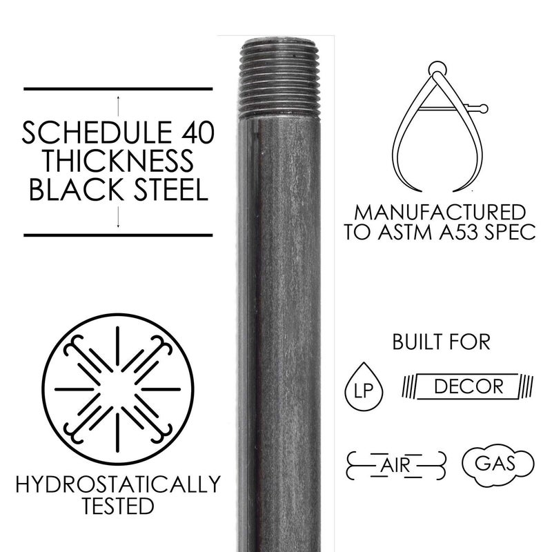 PIPE DECOR PIPE DÃ‰COR 1/2" x 4.5" Malleable Cast Iron Pipe Nipple, Pre Cut Connectors, Industrial Steel Grey Fits Standard Half Inch Black Threaded Pipes Nipples and Fittings, Vintage DIY Furniture, 10 Pack - Image 4